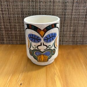 Vintage ceramic Tiki double mask cup